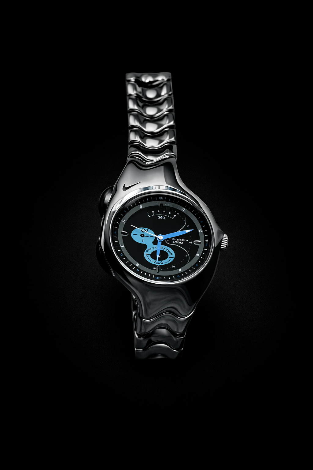 Nike Triax Chronograph Watch Shiny Silver with blue black dial