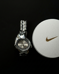 Nike Triax Chronograph Watch Silver on silver dial – Vintage Stainless Steel Sports Watch, Rare Collectible Timepiece