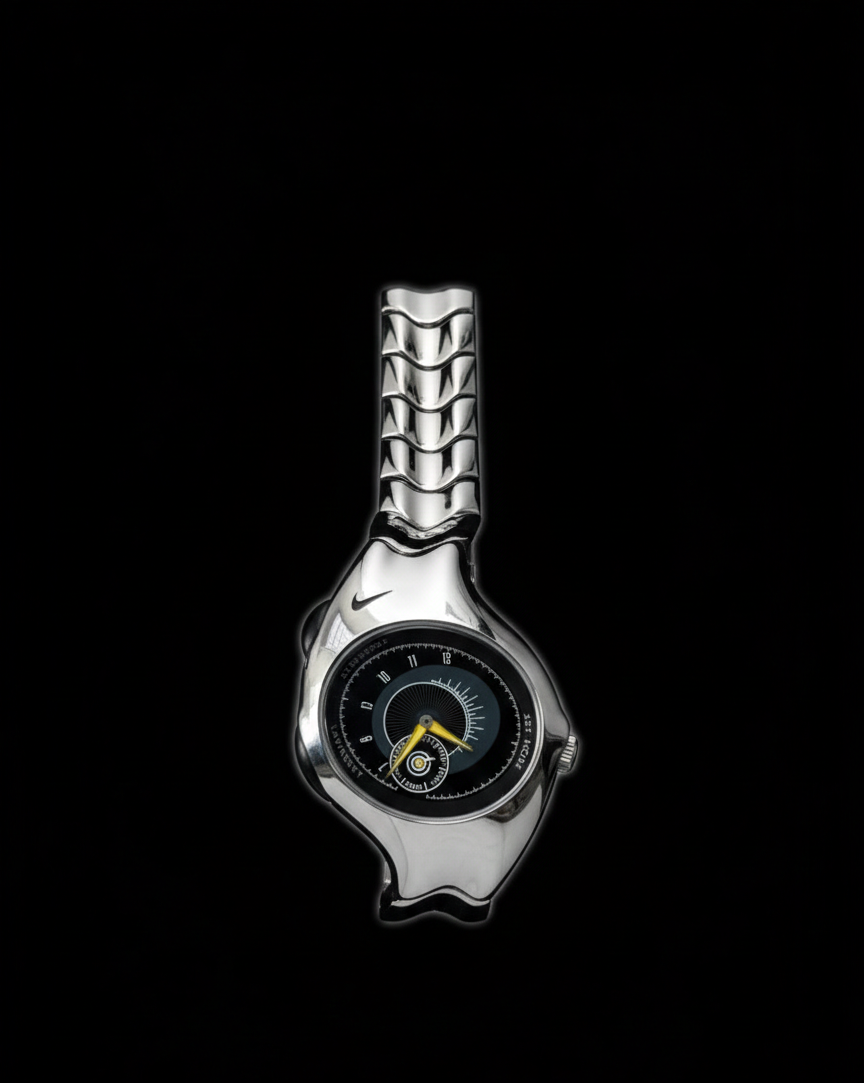 Nike Triax Chronograph Watch Shiny Silver with black yellow dial
