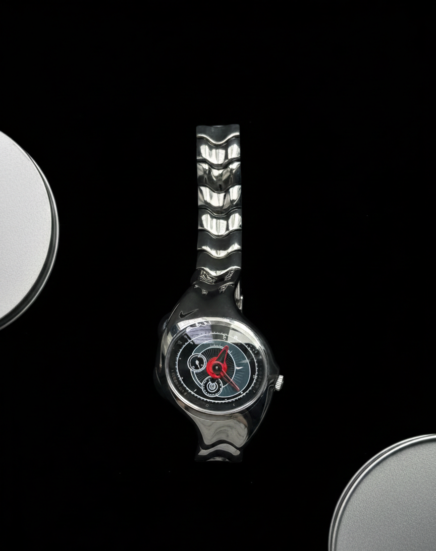 Nike Triax Chronograph Watch Silver Red Dial