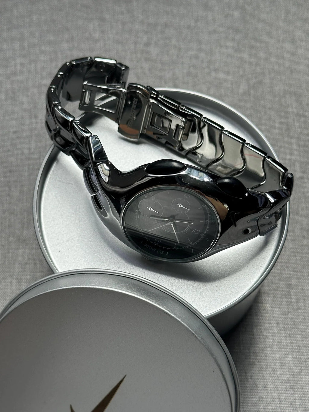 Nike Triax Chronograph Watch Silver with Dark Blue Dial