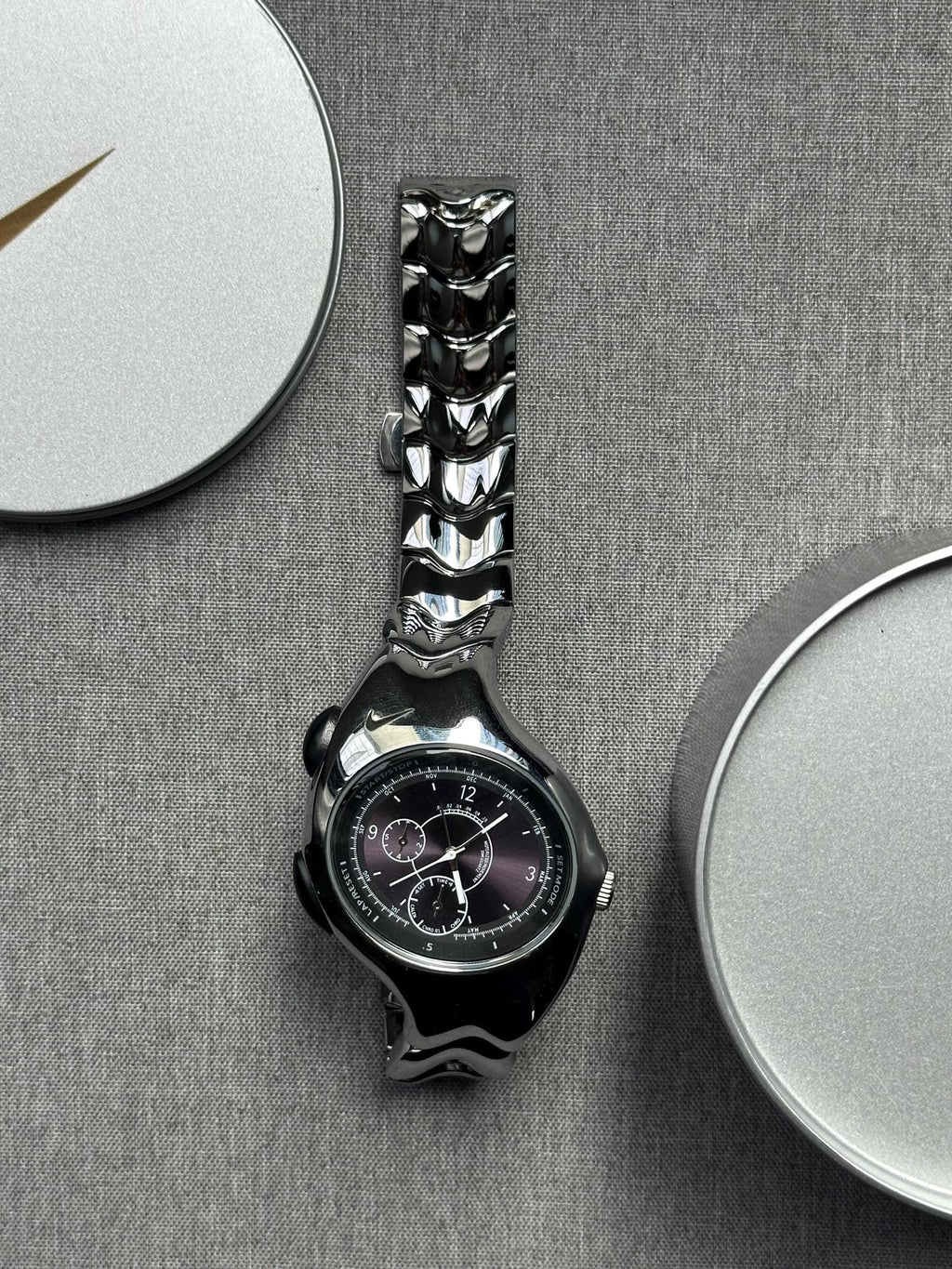 Nike Triax Chronograph Watch Silver with Dark Blue Dial